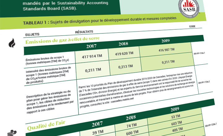 informations environnement social gouvernance cascades