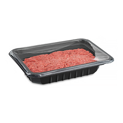 plastic tray with film for fresh food