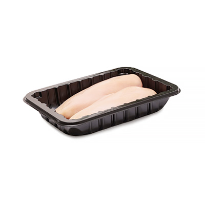 chicken breast plastic black tray