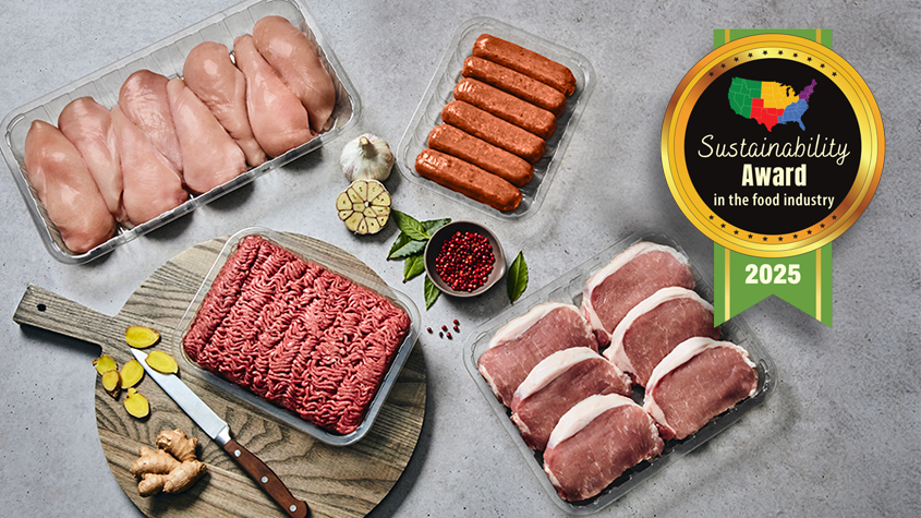 Tray with rolled edge technology made of 100% recycled