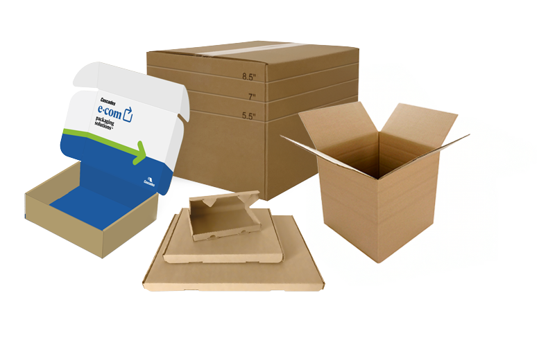 Boxes of different models or sizes for shipping
