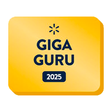 Logo Walmart Giga-Guru 2025 soulignant une reconnaissance d’excellence et de performance fournisseur.